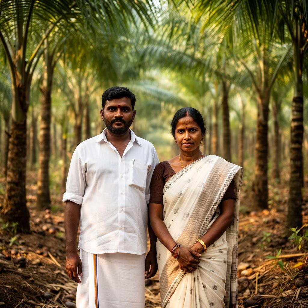 Indian farmer with irrigation pipe